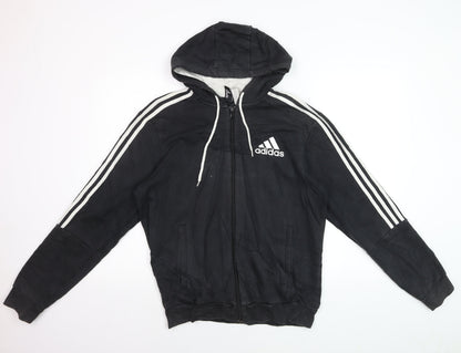 Adidas Men’s Black Full Zip Hoodie Medium Sports Fleece