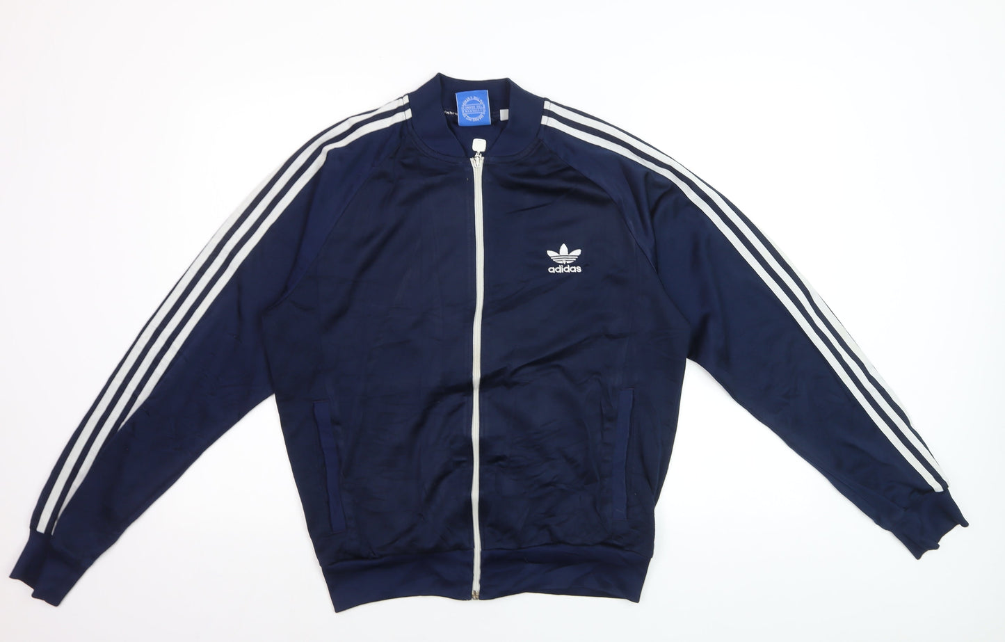 Adidas Men's Blue Medium Track Jacket Full Zip Classic Windbreaker