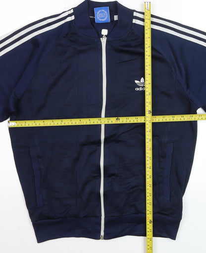 Adidas Men's Blue Medium Track Jacket Full Zip Classic Windbreaker