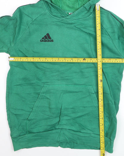 Adidas Boys Green Pullover Hoodie 13-14 Years Cotton Blend Casual