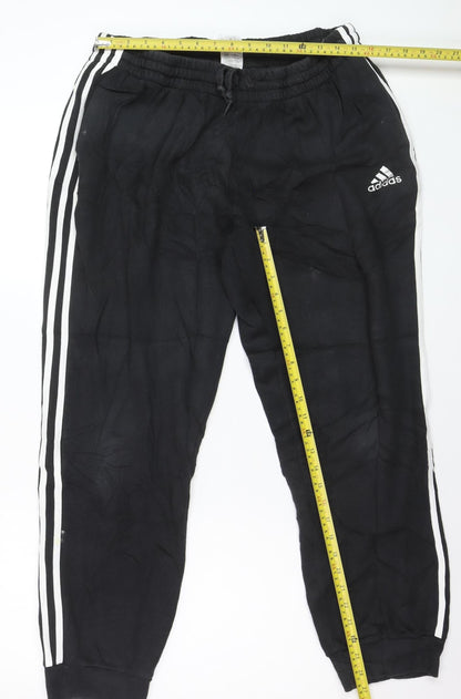 Adidas Mens Black XL Jogger Trousers Elastic Waist Activewear