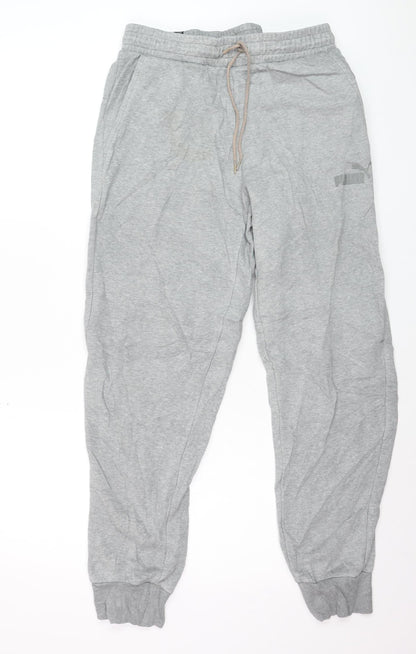 Puma Men's Grey Jogger Trousers Size L Elastic Waist Activewear