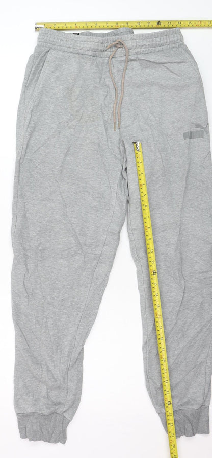 Puma Men's Grey Jogger Trousers Size L Elastic Waist Activewear