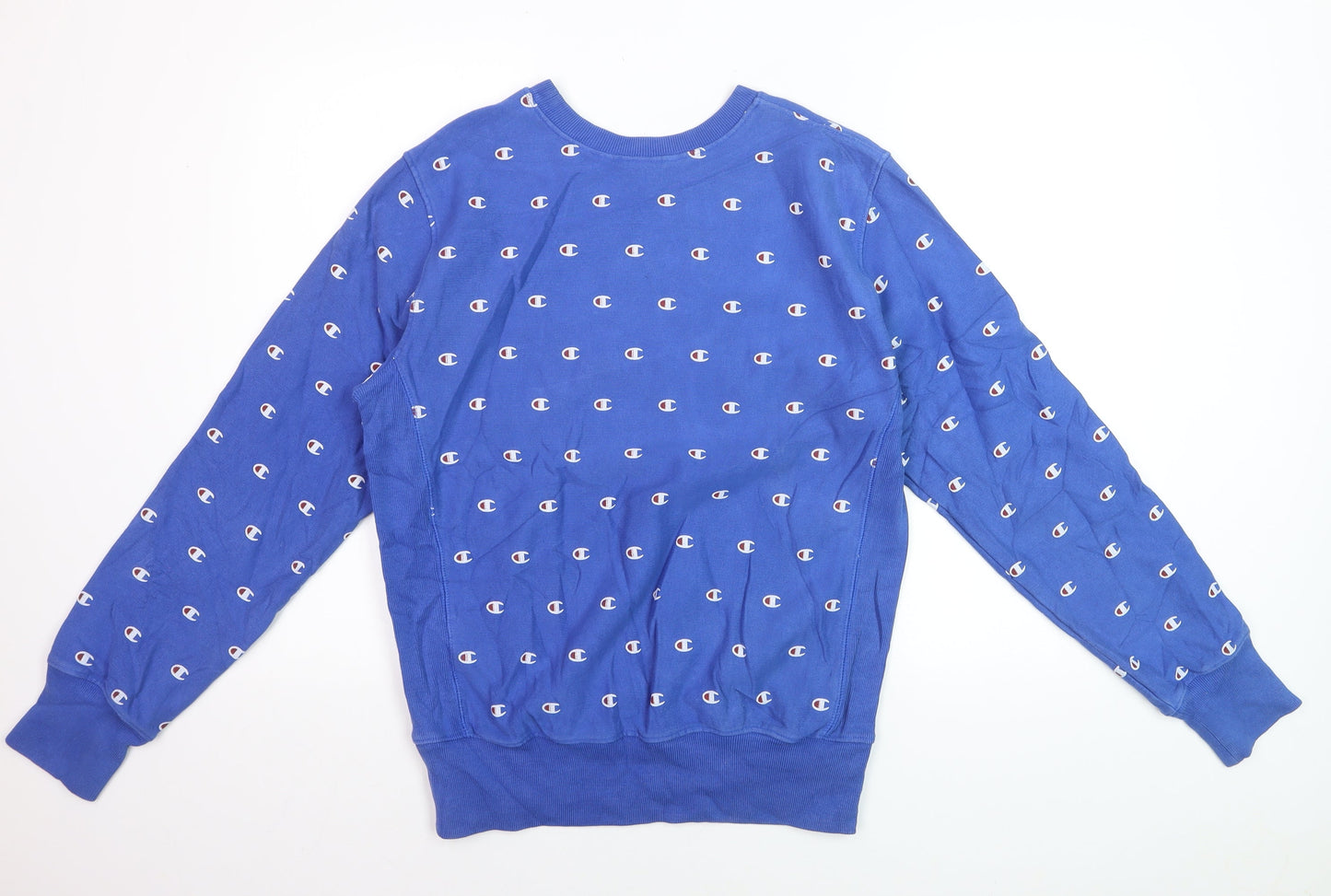 Champion Men's Blue Large Reverse Weave Logo Pullover Sweatshirt
