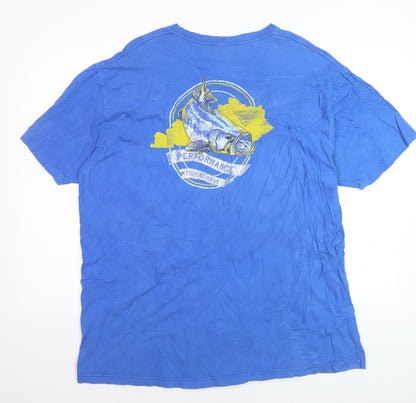 Columbia Men's Blue 2XL Cotton Graphic Fishing T-Shirt
