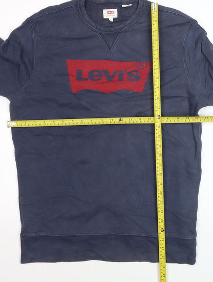 Levi's Men's Blue Crew Neck Cotton Pullover Sweatshirt M