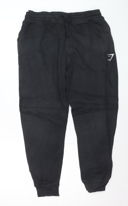 Gymshark Men's Black Jogger Trousers M Regular Fit Elastic Waist Activewear