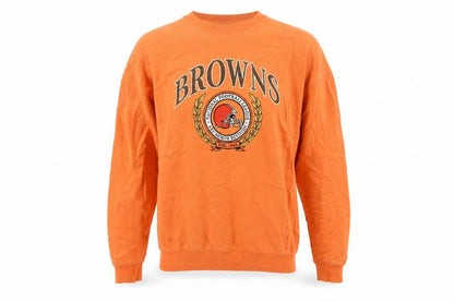 NFL Team Apparel Mens Orange XS Pullover Sweatshirt Crew Neck Browns Logo