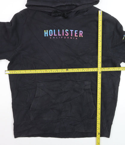 Hollister Men’s Black Pullover Hoodie L Logo Graphic Fleece Sweatshirt