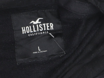 Hollister Men’s Black Pullover Hoodie L Logo Graphic Fleece Sweatshirt