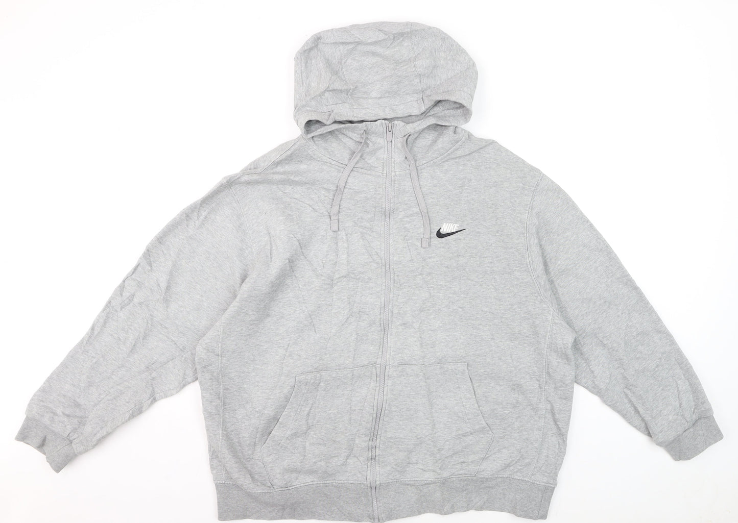 Nike Men's Grey Full Zip Hoodie XL Fleece Lined Sweatshirt