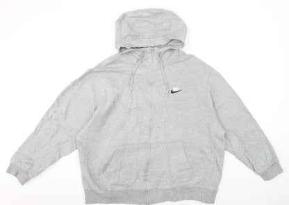 Nike Men's Grey Full Zip Hoodie XL Fleece Lined Sweatshirt