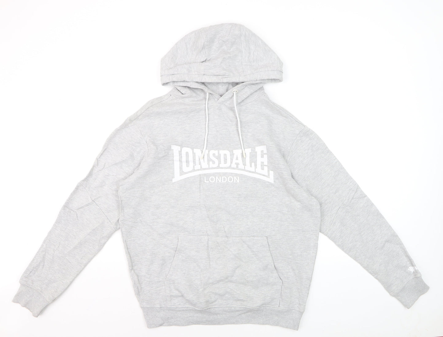 Lonsdale Mens Grey Pullover Hoodie Medium Sports Fleece