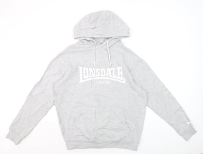 Lonsdale Mens Grey Pullover Hoodie Medium Sports Fleece
