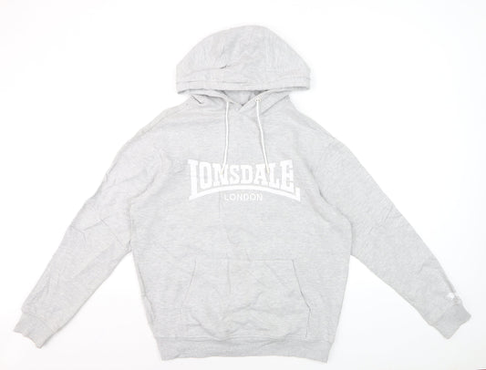 Lonsdale Mens Grey Pullover Hoodie Medium Sports Fleece