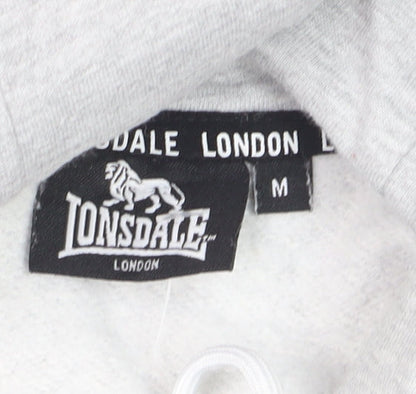 Lonsdale Mens Grey Pullover Hoodie Medium Sports Fleece