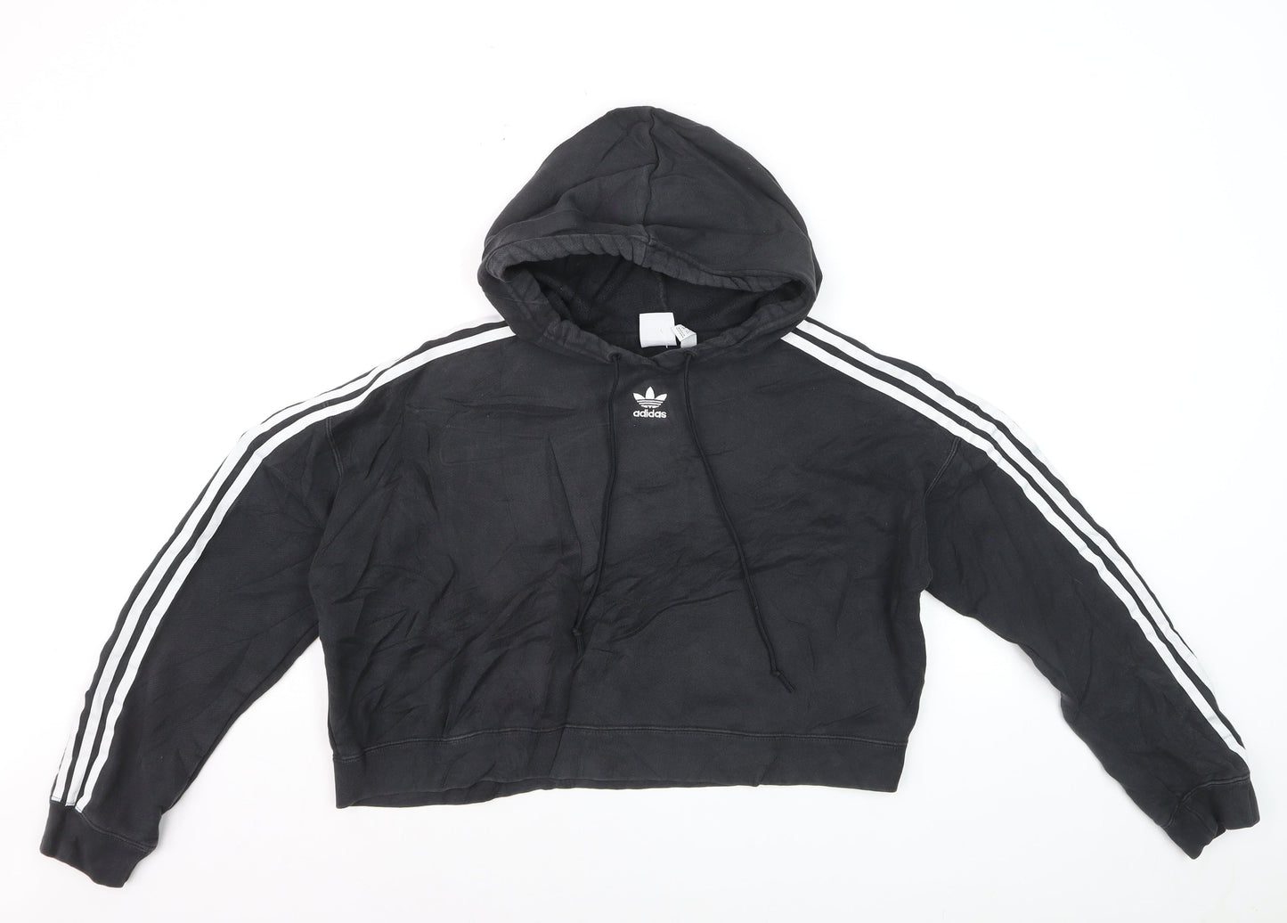Adidas Women Black Crop Hoodie Sweatshirt Size XS