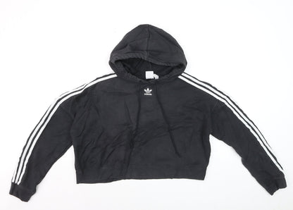 Adidas Women Black Crop Hoodie Sweatshirt Size XS