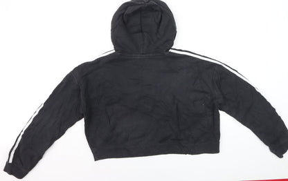 Adidas Women Black Crop Hoodie Sweatshirt Size XS