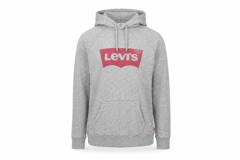 Levi's Men's Grey Pullover Hoodie Small Graphic Print Casual