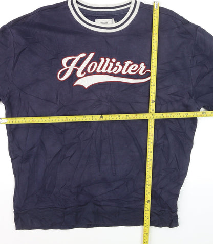 Hollister Men's Blue Logo Pullover Sweatshirt L Relaxed Fit