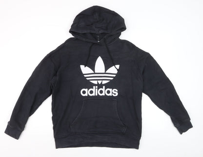 Adidas Mens Black XL Pullover Hoodie with Logo Graphic Print