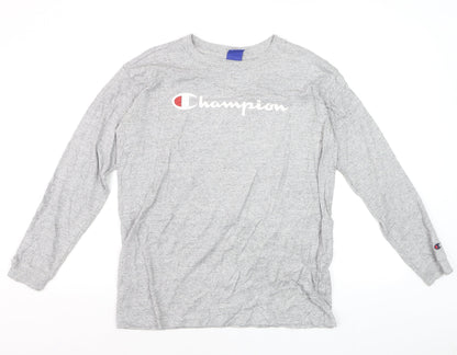 Champion Men's Grey Small Pullover Sweatshirt with Logo