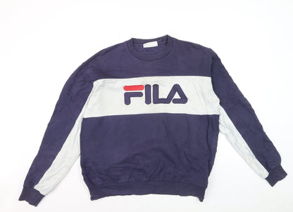 Fila Men's Blue Pullover Sweatshirt L Crew Neck Retro Sportswear