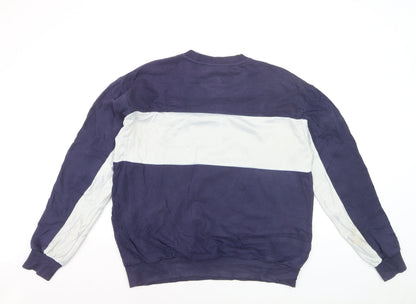 Fila Men's Blue Pullover Sweatshirt L Crew Neck Retro Sportswear