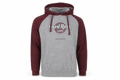 Hard Rock Men’s Grey & Maroon Pullover Hoodie L Music Logo