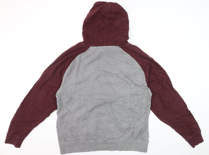 Hard Rock Men’s Grey & Maroon Pullover Hoodie L Music Logo
