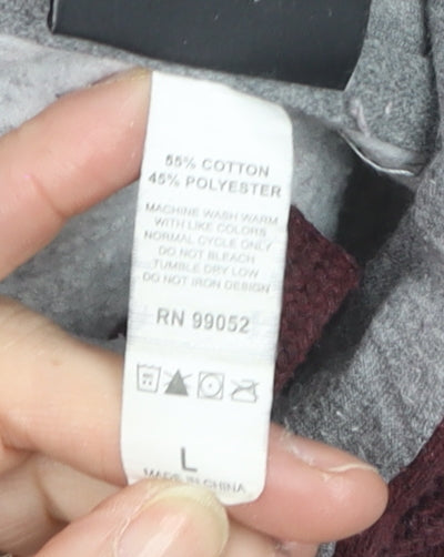 Hard Rock Men’s Grey & Maroon Pullover Hoodie L Music Logo