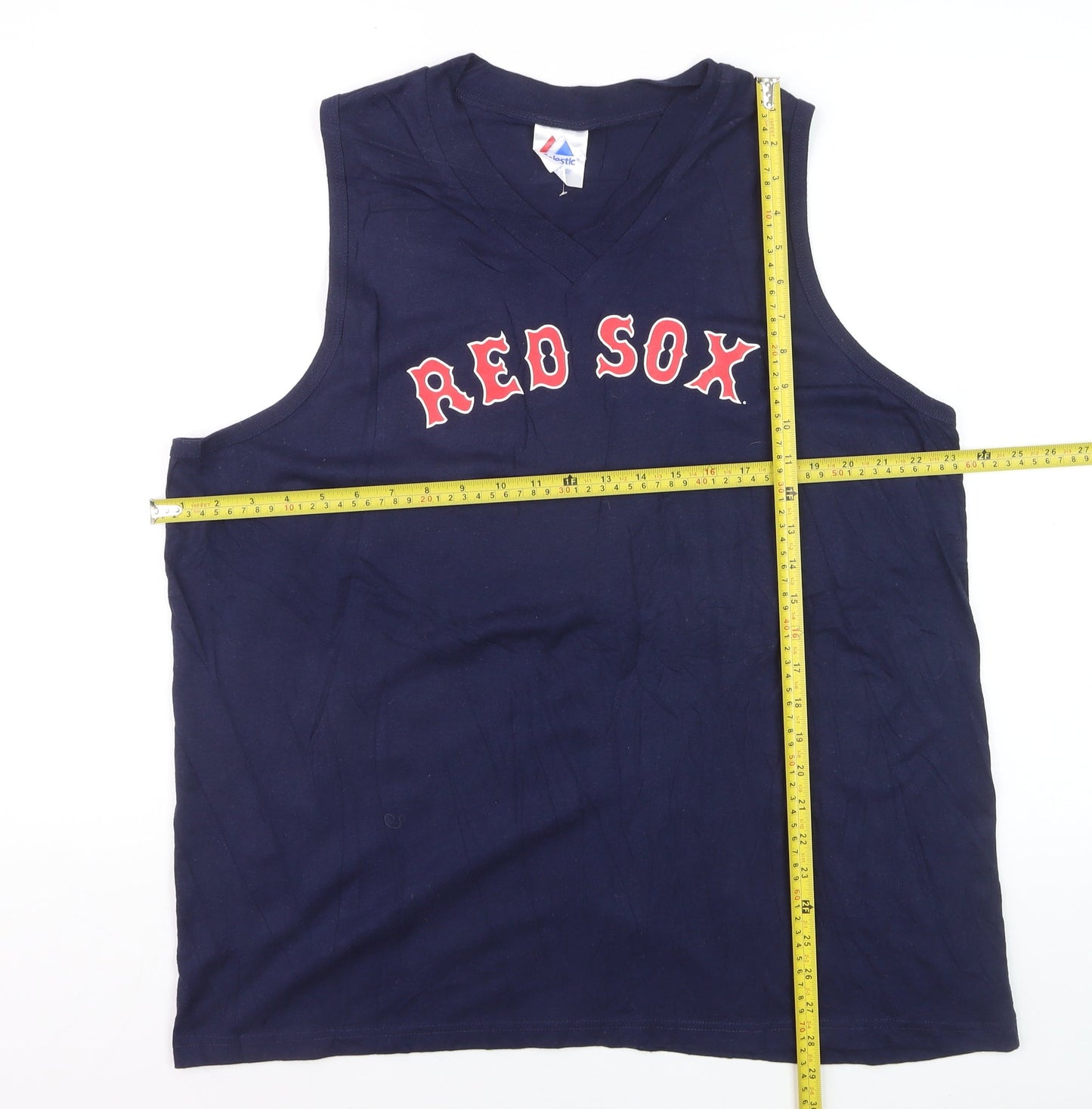 Majestic Men’s Blue Red Sox Sleeveless V-Neck 2XL Sports T-Shirt