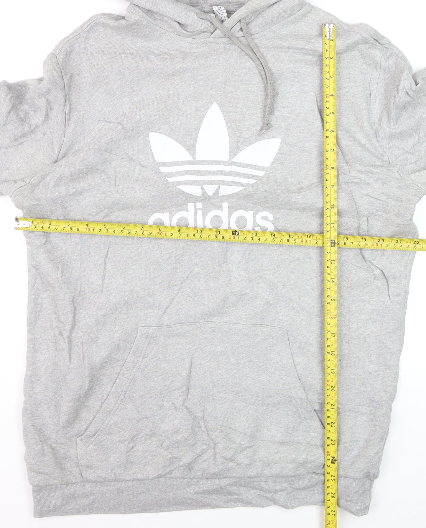 Adidas Men's Grey Pullover Hoodie M Logo Fleece Sweatshirt