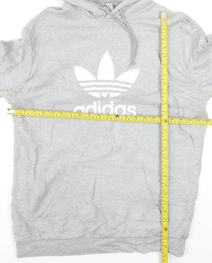 Adidas Men's Grey Pullover Hoodie M Logo Fleece Sweatshirt
