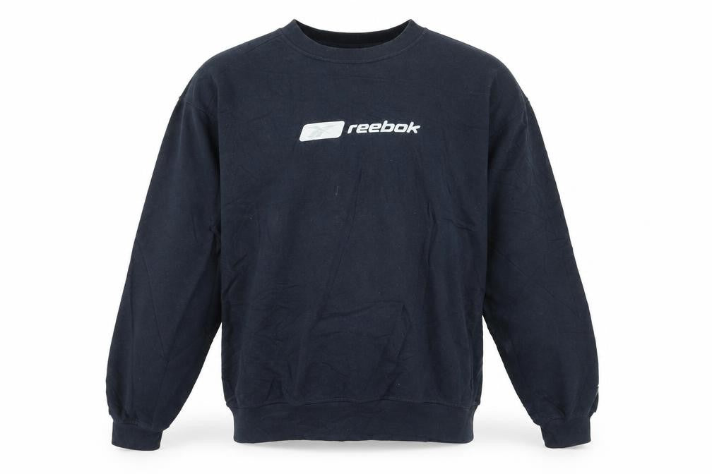 Reebok Men’s Blue Pullover Crew Neck Logo Sweatshirt M Regular Fit