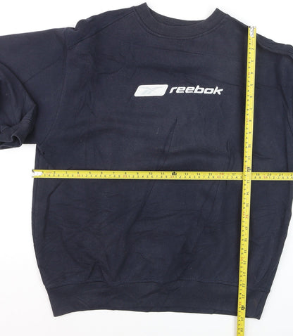 Reebok Men’s Blue Pullover Crew Neck Logo Sweatshirt M Regular Fit