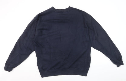 Reebok Men’s Blue Pullover Crew Neck Logo Sweatshirt M Regular Fit