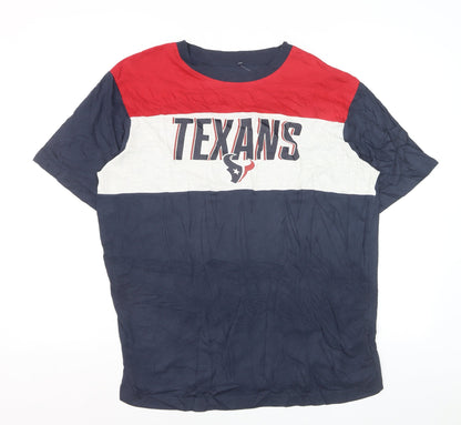 NFL Team Apparel Men's Texans Navy Red Colourblock T-Shirt XL