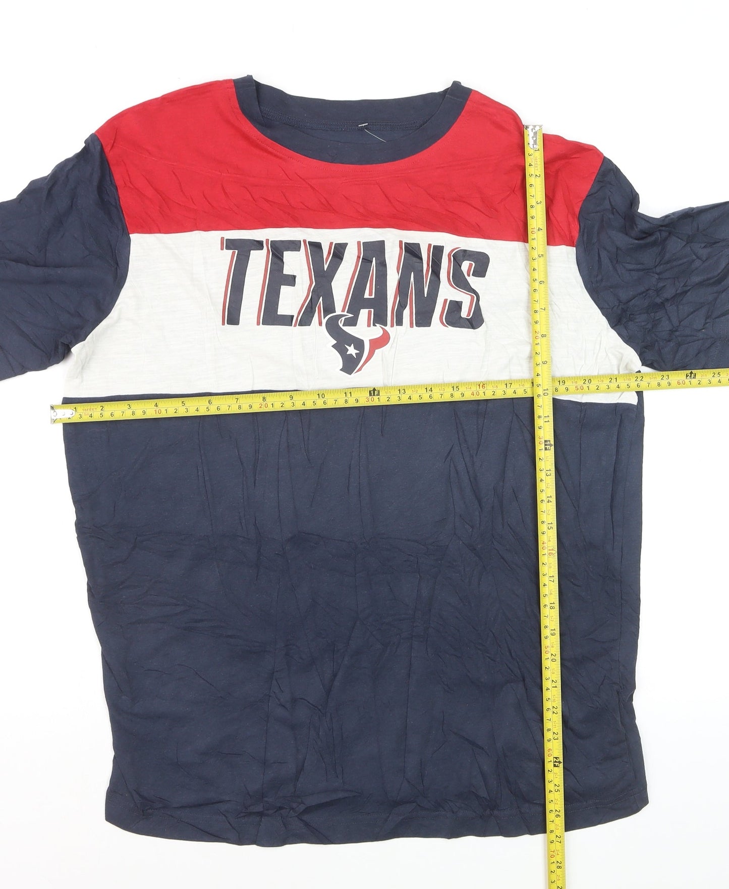NFL Team Apparel Men's Texans Navy Red Colourblock T-Shirt XL