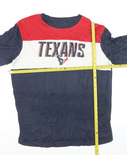 NFL Team Apparel Men's Texans Navy Red Colourblock T-Shirt XL