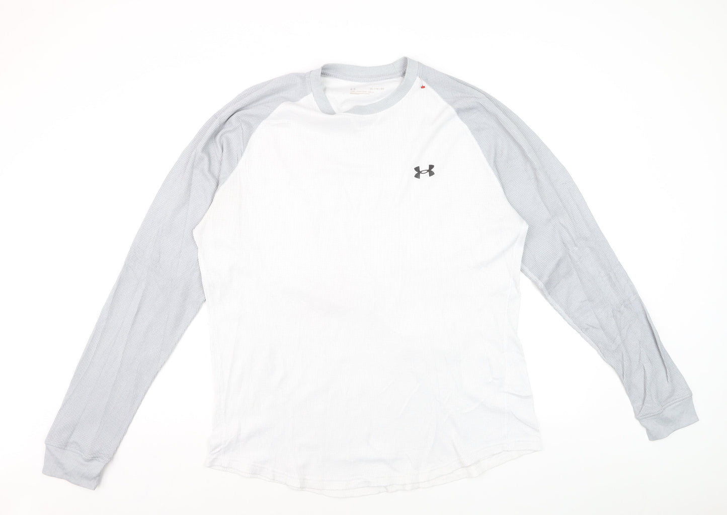 Under Armour Mens White Grey XL Long Sleeve Crew Neck Casual Top