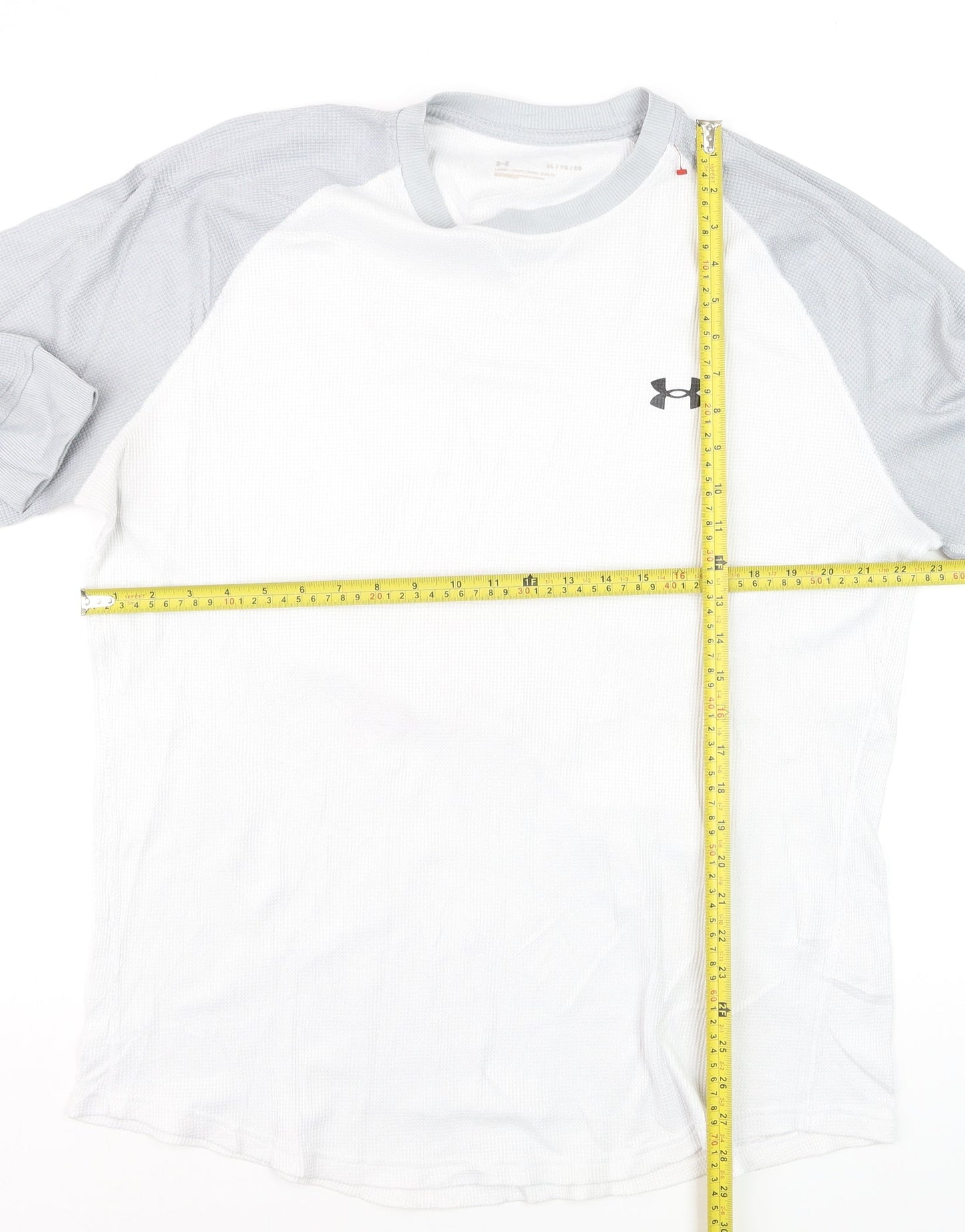 Under Armour Mens White Grey XL Long Sleeve Crew Neck Casual Top