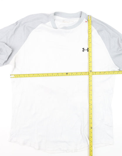 Under Armour Mens White Grey XL Long Sleeve Crew Neck Casual Top