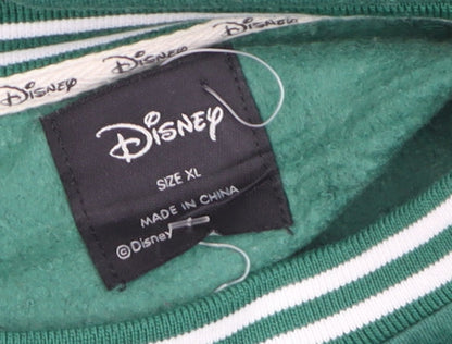 Disney Mickey Mouse Green Pullover Sweatshirt Women XL Cotton Blend