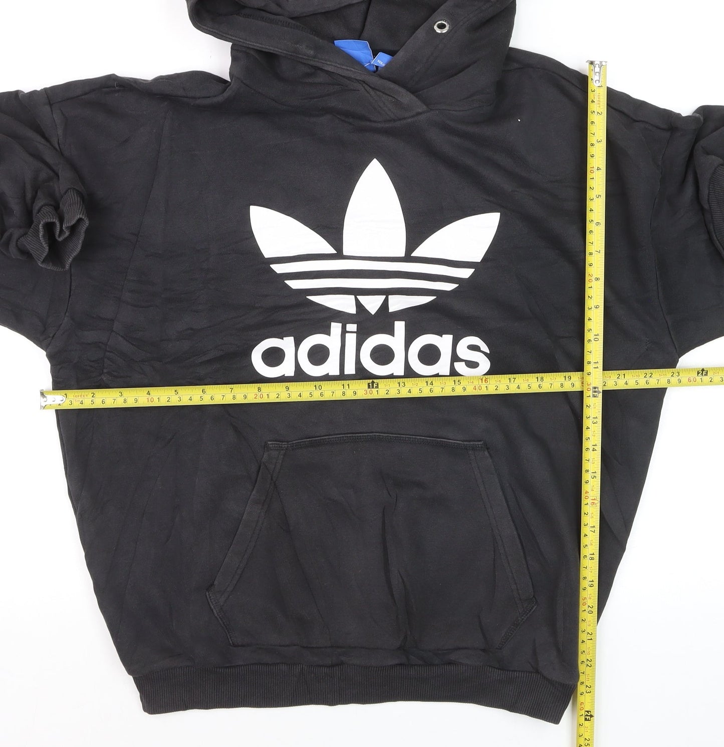 Adidas Women Black Trefoil Pullover Hoodie Size 10 Cotton Blend