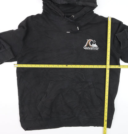 Quiksilver Men’s Black XL Pullover Hoodie Fleece Logo Sweatshirt
