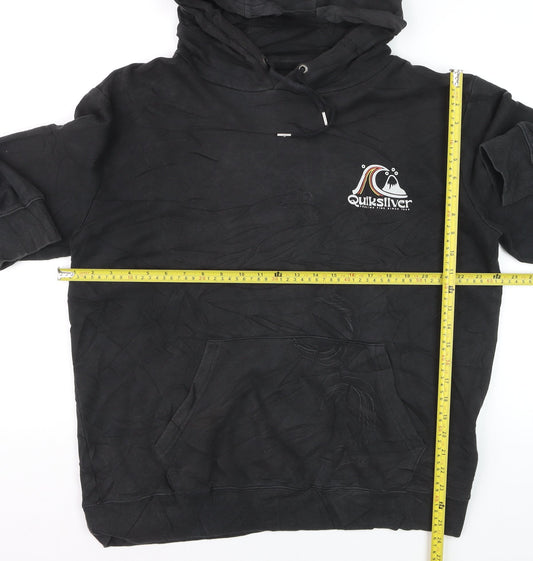 Quiksilver Men’s Black XL Pullover Hoodie Fleece Logo Sweatshirt