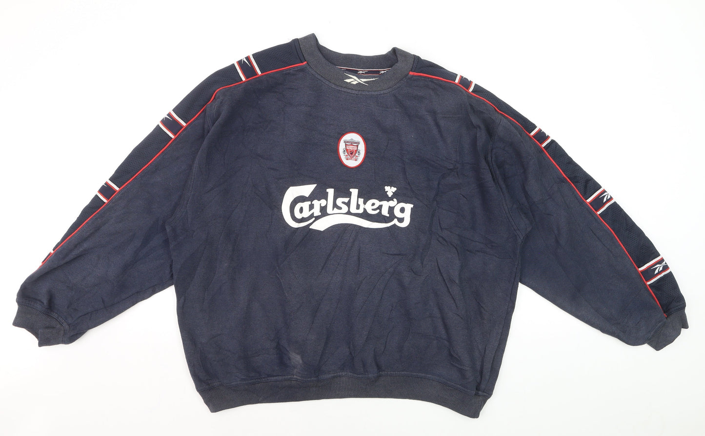 Reebok Men’s Blue Liverpool F.C. Logo Pullover Sweatshirt L Vintage