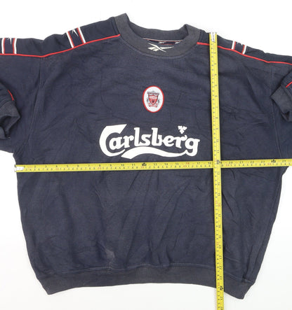 Reebok Men’s Blue Liverpool F.C. Logo Pullover Sweatshirt L Vintage